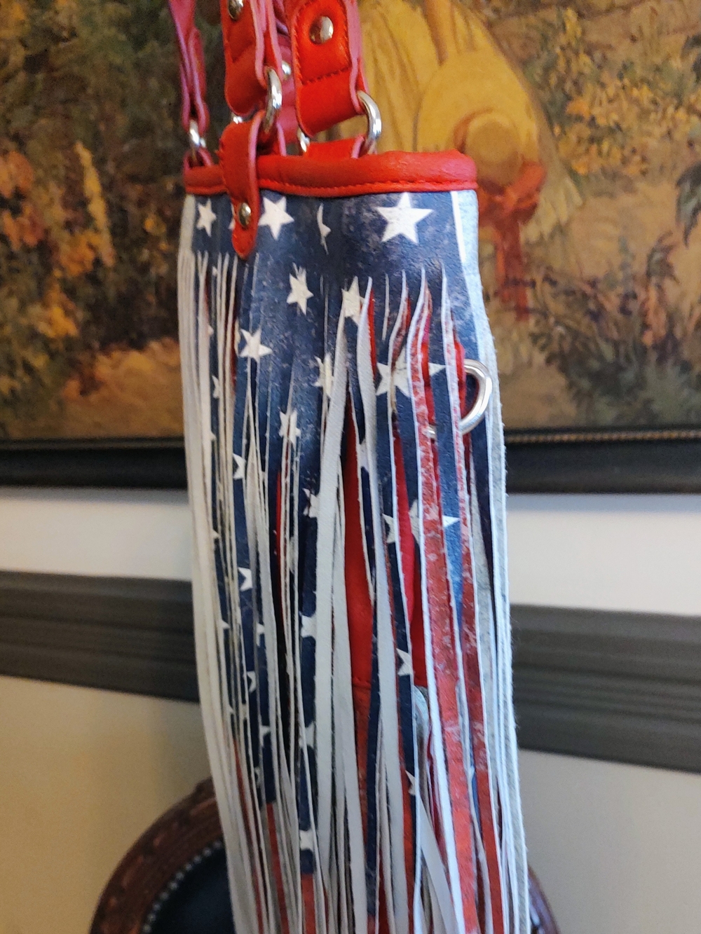 Red, White & Blue Fringe Tote Bag - Patriotic Women's Handbag - Picture 9 of 15